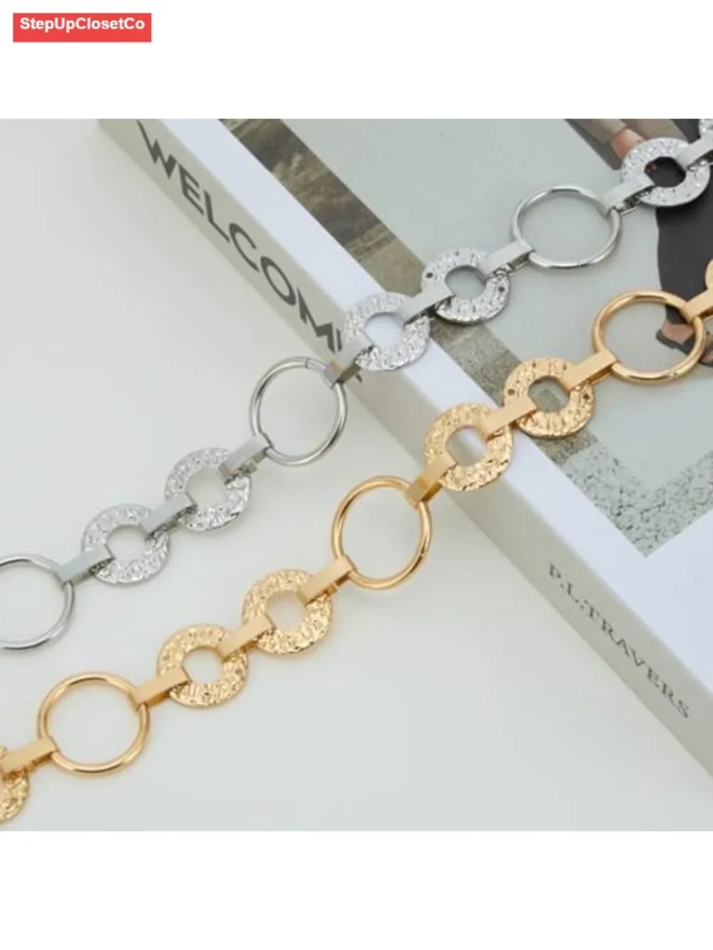 Women's Adjustable Rhinestone Waist Chain Belt for Dresses, Metal